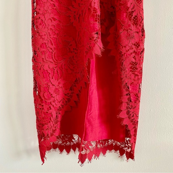 For Love and Lemons X Revolve Maui Waui Red Lace Asymmetrical Dress Size Small - Picture 6 of 12